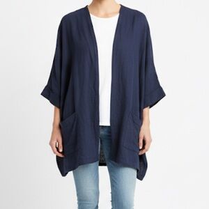 P. Cill Oversized Cape Cardigan Navy Open Front Pockets One Size